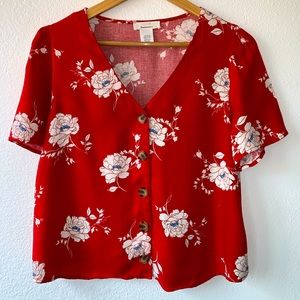 Urban Romantics Floral Button Down Blouse